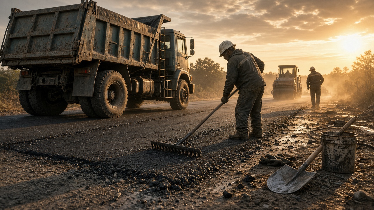 Daylight photo of paving work